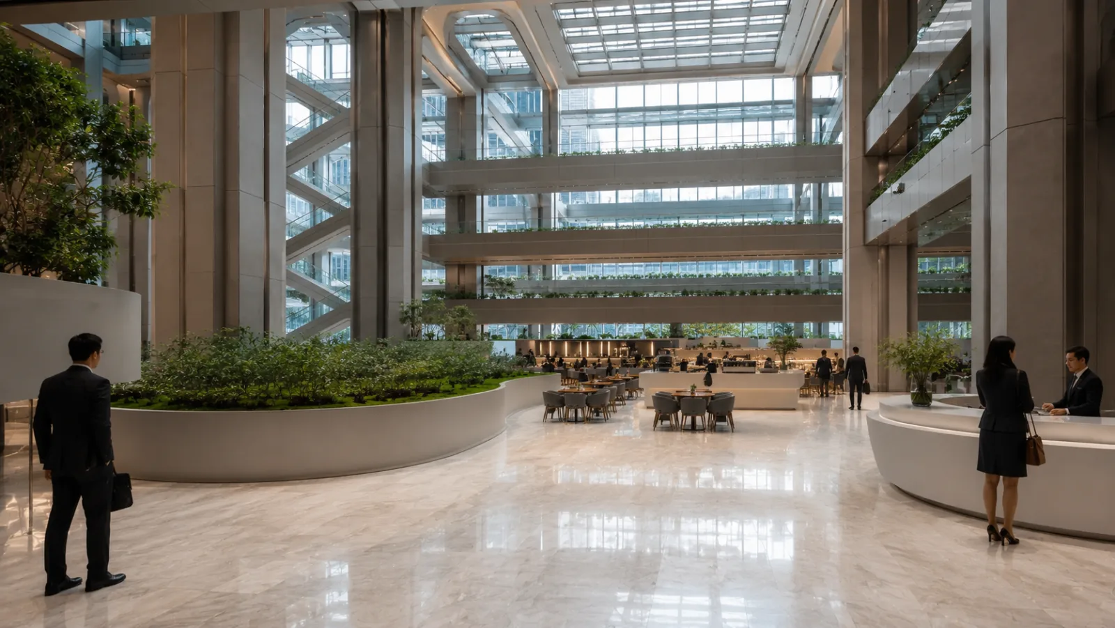 View from the Continuum HQ lobby toward the Atrium Café counter.